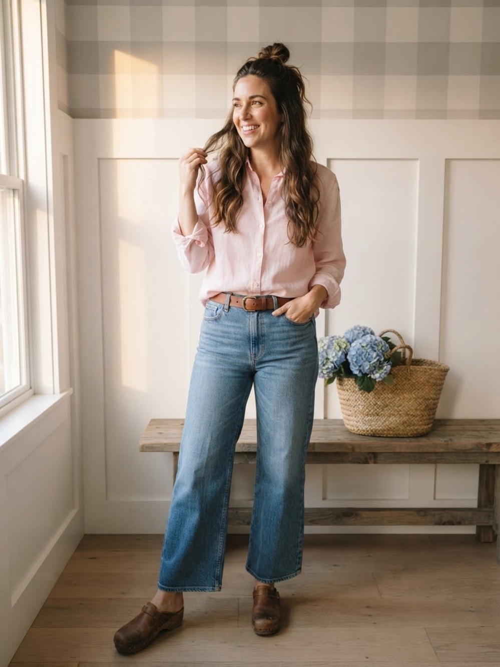 Haris Cotton Button-Down Shirt in Blush Pink